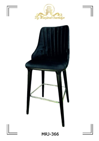 ByMarjinal Sandalye MRJ 366 Siyah Kadife Kumas Kapli Sirt Destekli Yuksek Bar Sandalyeleri Modelleri 724x1024