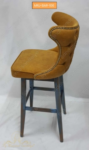 Vintage Eskitme Ayakli Hardal Bar Sandalyesi Sirt isleme Dugmeli Ozel Imalat Sandalye ByMarjinal Sandalye MRJ BAR 106 607x1024
