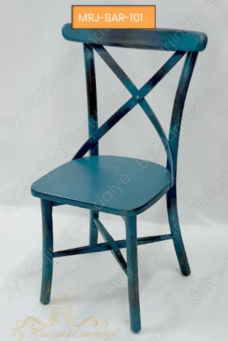 Vintage Siyah Mavi Eskitme Klasik Sandalye Cafe Ozel Tasarim Sandalye ByMarjinal Sandalye MRJ BAR 101